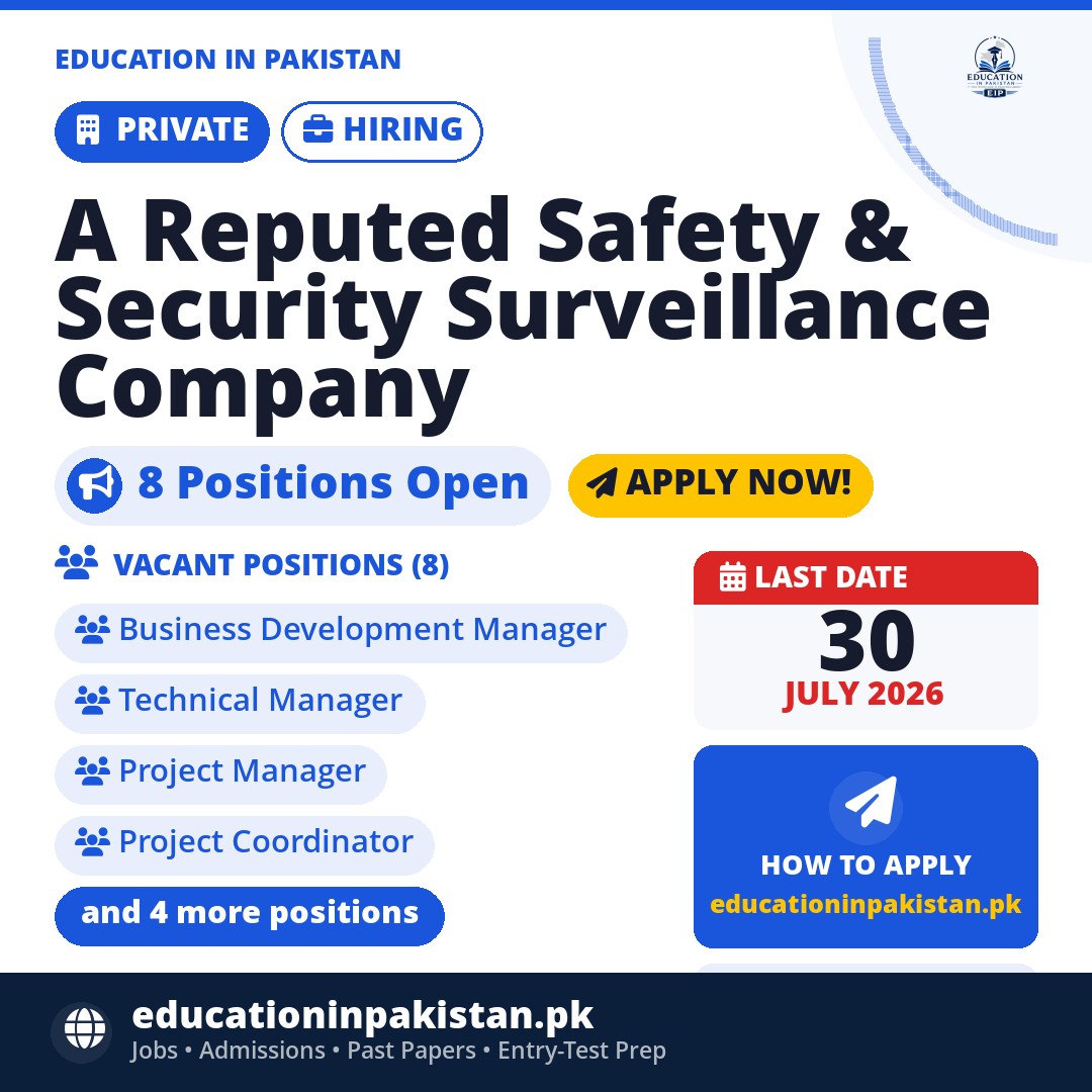 Safety Security Surveillance Company Jobs Karachi 2026 — share image