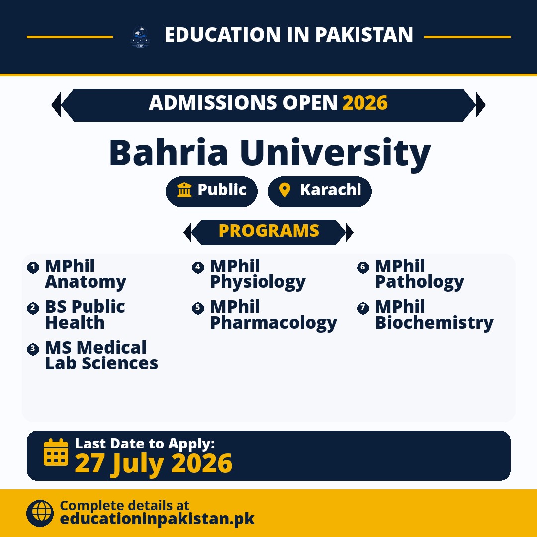 Bahria University Karachi Admissions Fall 2026 — share image