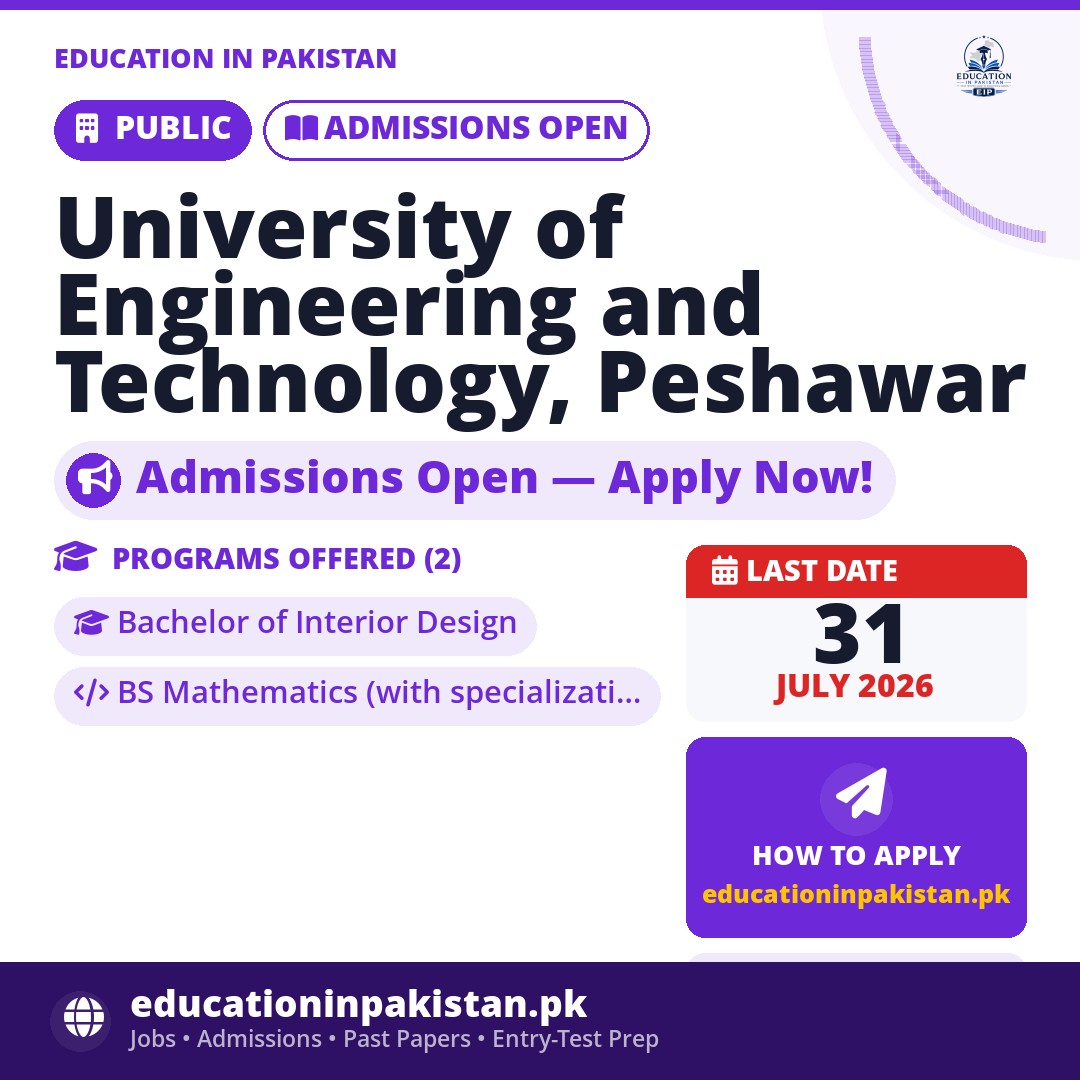 UET Peshawar Admissions 2026-27: Apply Online — share image