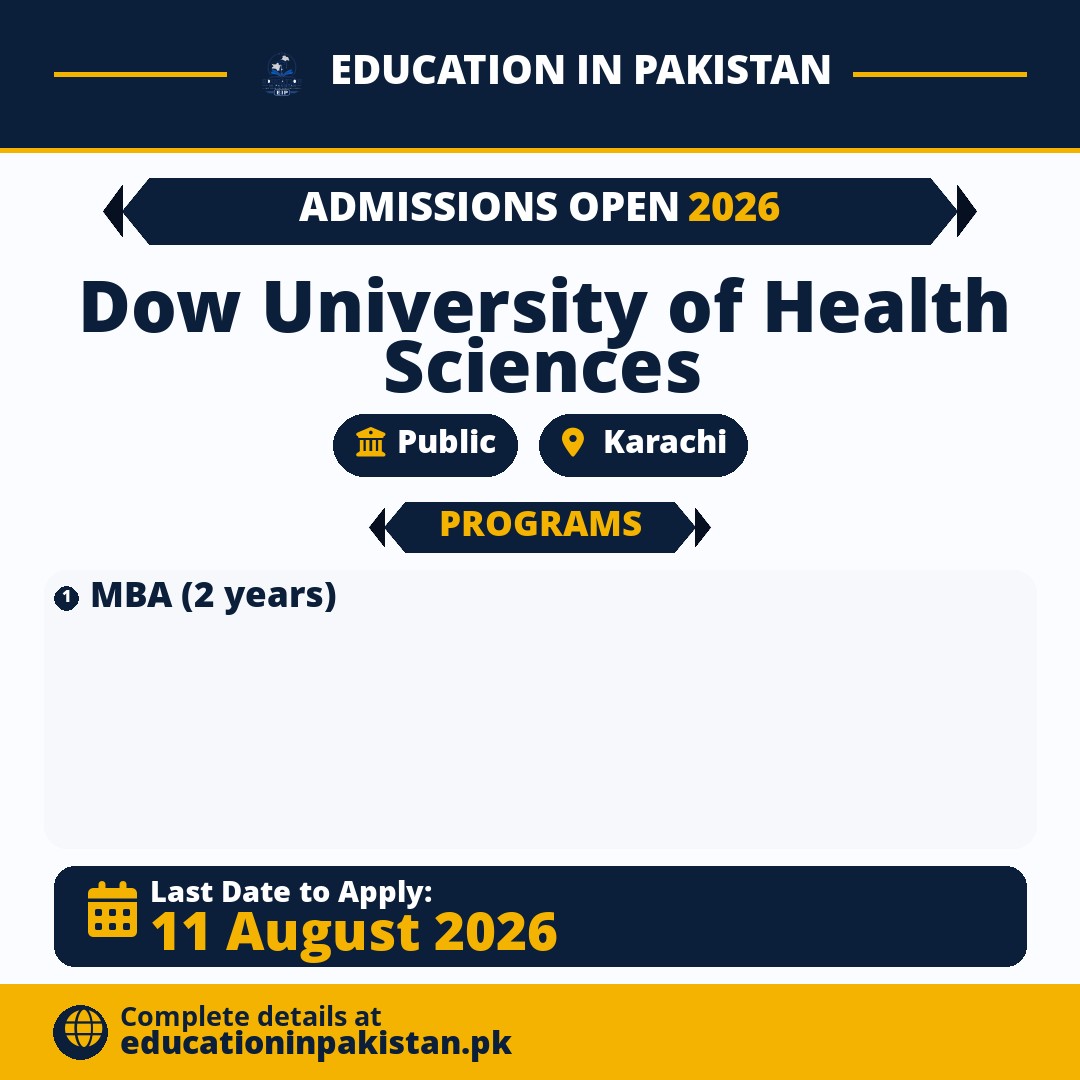 Dow University Admissions Fall 2026 – MBA Program — share image