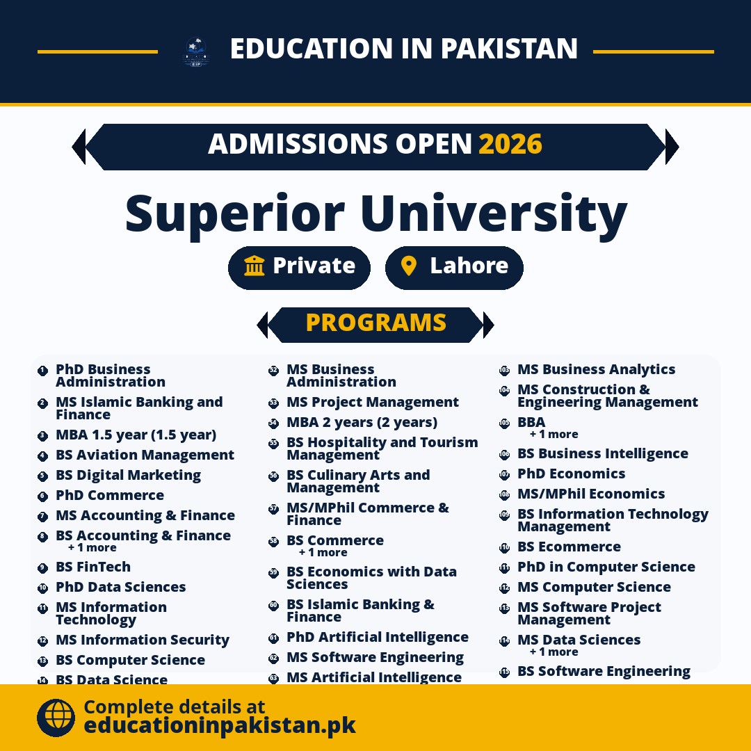 Superior University Admissions Fall 2026 – Apply Online — share image