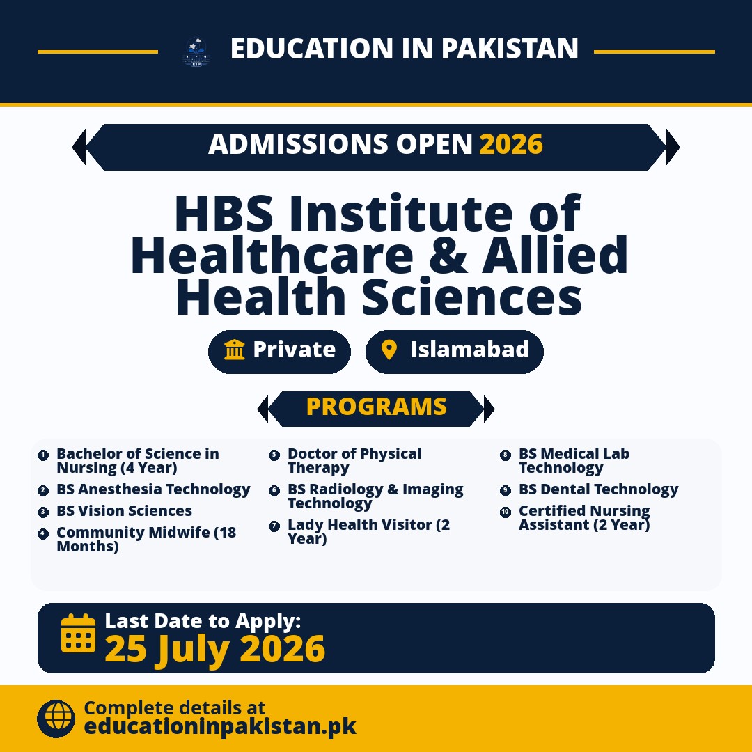 HBS Institute Islamabad Admissions 2026 — share image