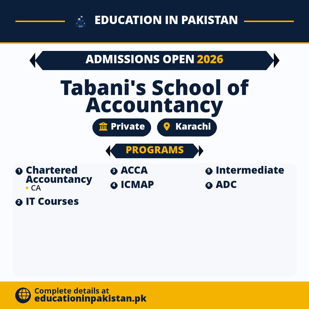 Admissions 2026: Tabani’s School of Accountancy Karachi — share image