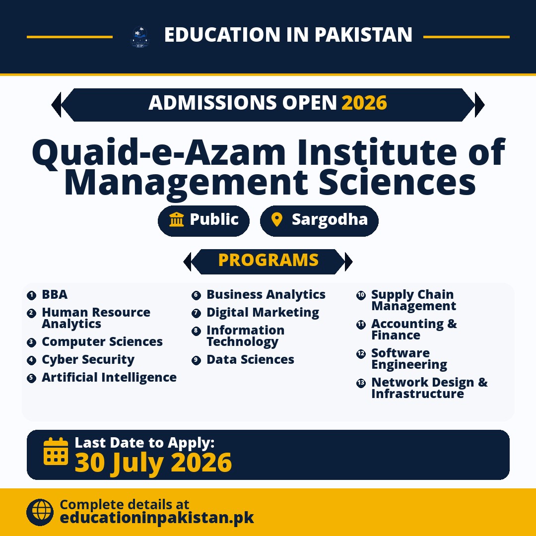 Admissions 2026: Quaid-e-Azam Institute of Management Sciences — share image