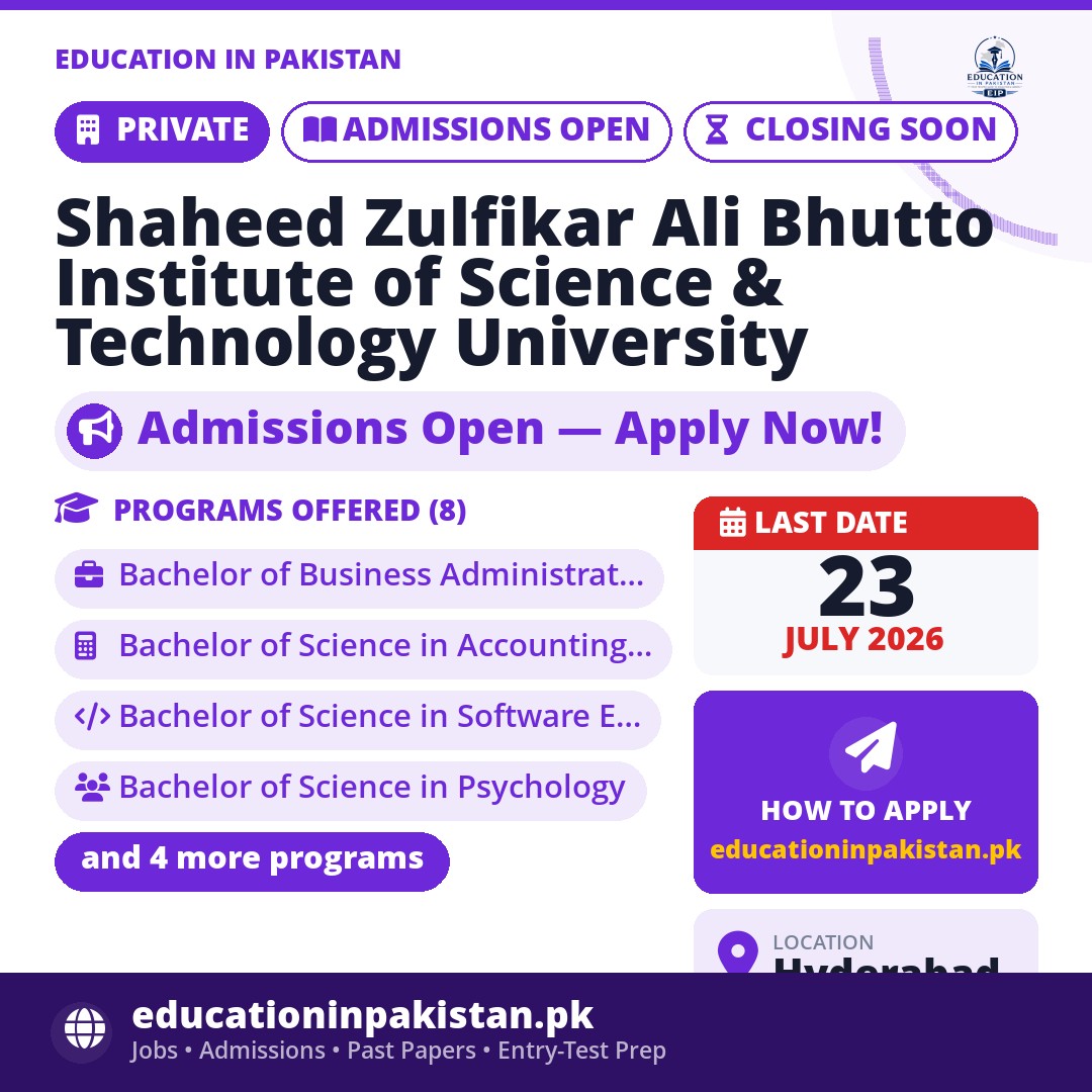 SZABIST Hyderabad Admissions Fall 2026 — share image