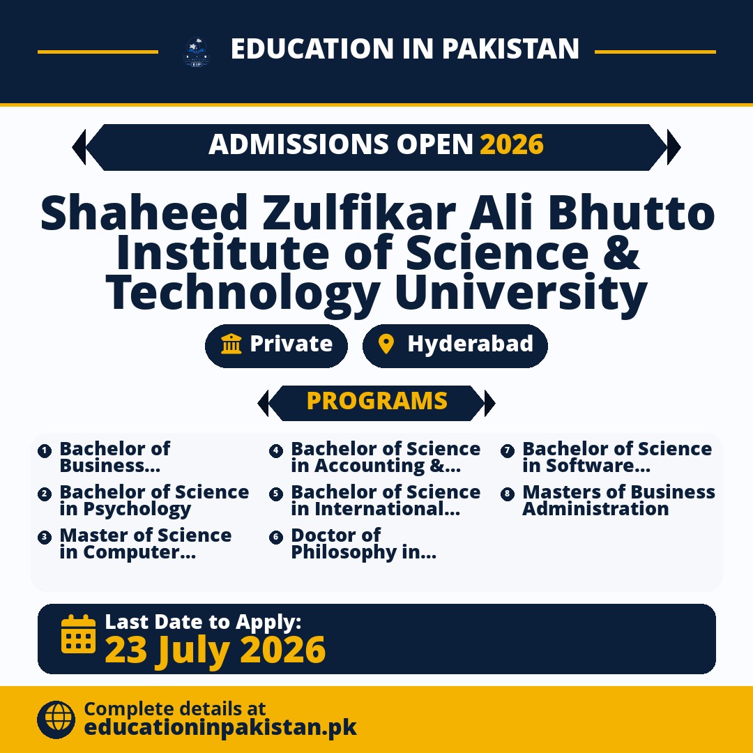 SZABIST Hyderabad Admissions Fall 2026 — share image