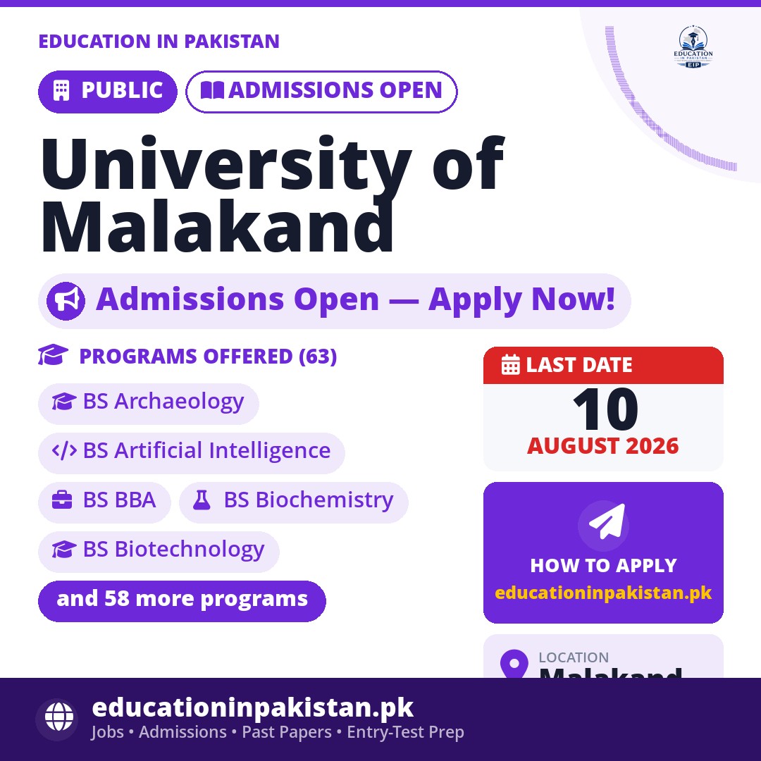 University of Malakand Admissions Fall 2026 — share image