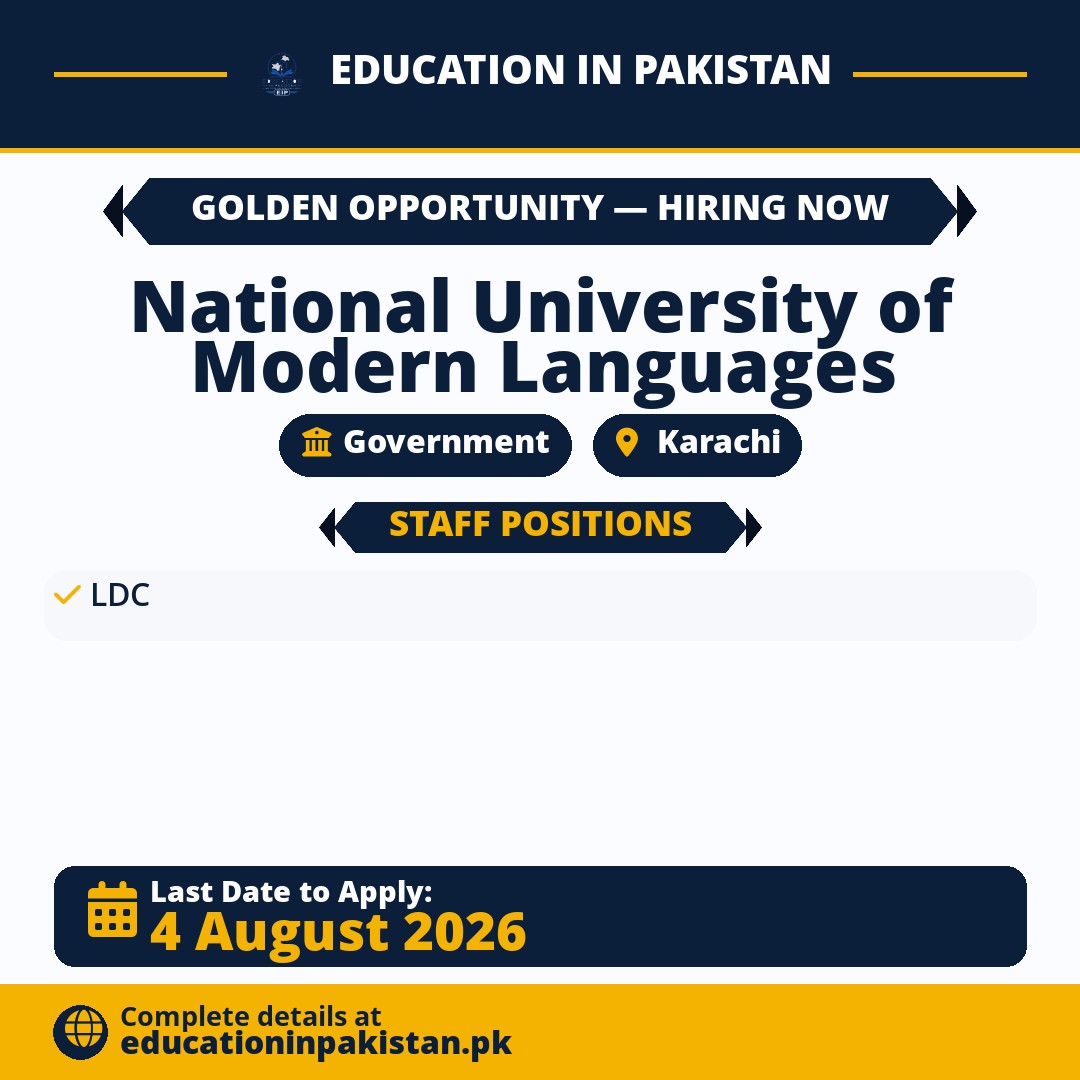 NUML Karachi Jobs 2026 – LDC Vacancy Application — share image