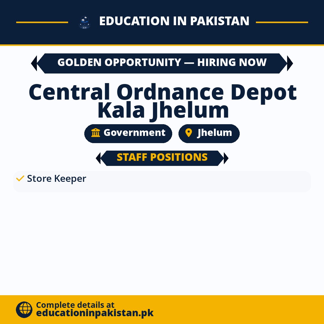 Central Ordnance Depot Kala Jhelum Jobs 2026 — share image