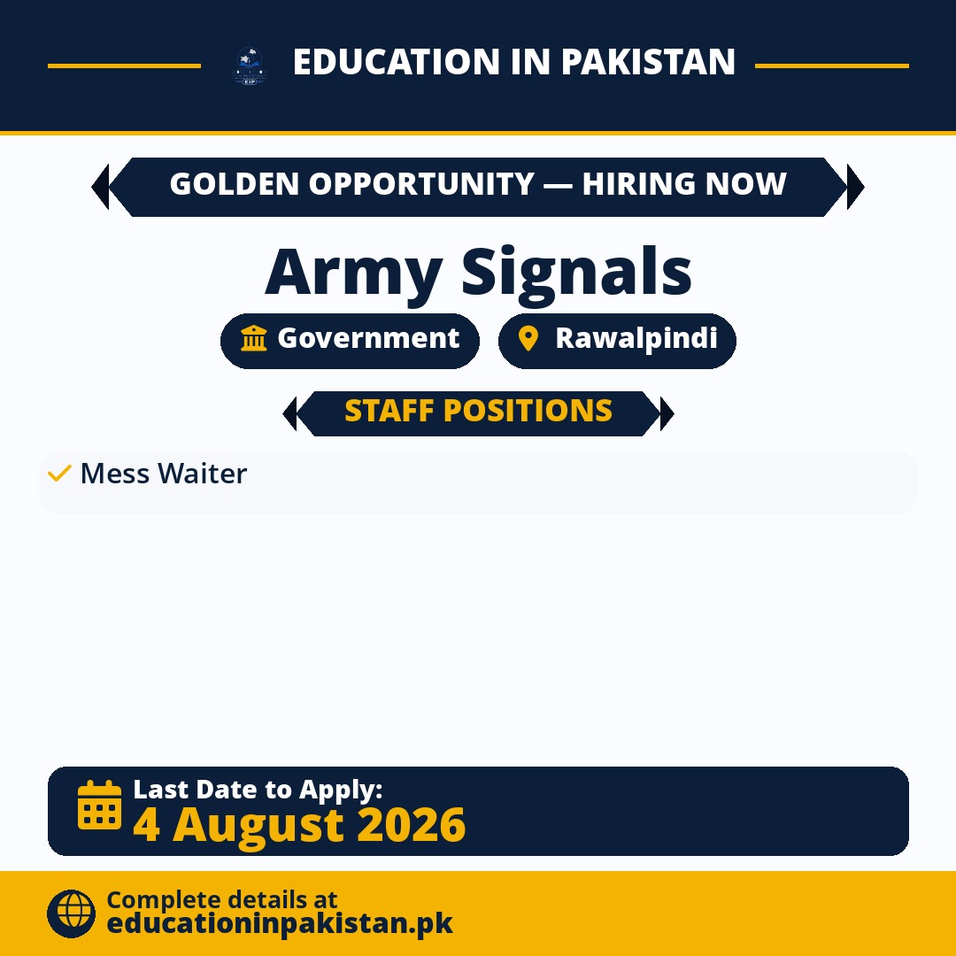 Army Signals Rawalpindi Jobs 2026 Mess Waiter — share image