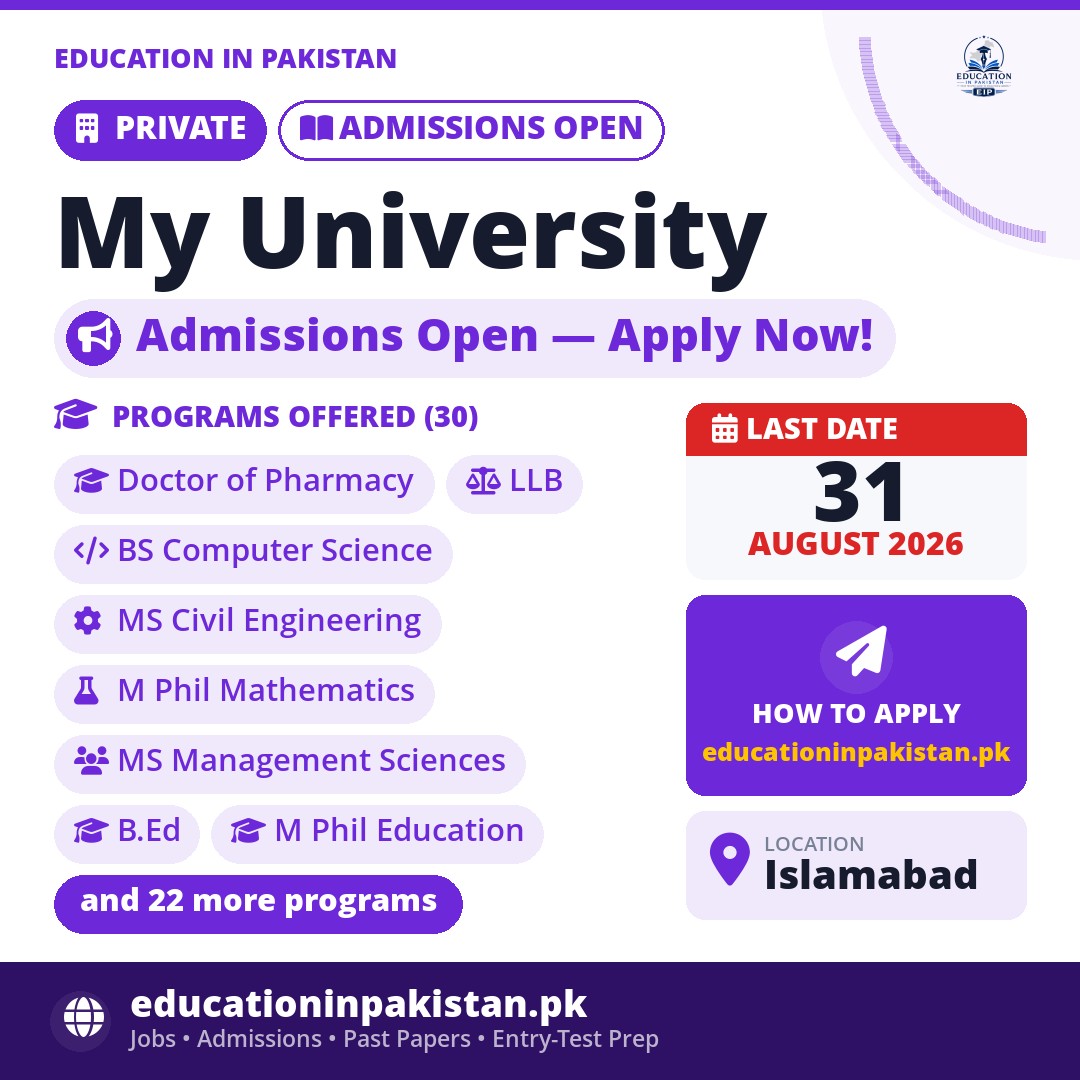 My University Islamabad Admissions Fall 2026 — share image